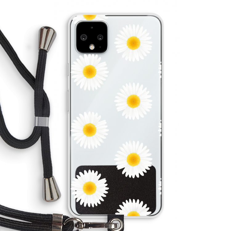 Margrietjes: Pixel 4 XL Transparant Hoesje met koord
