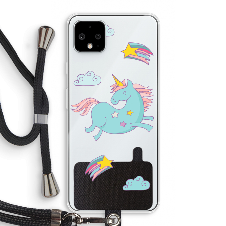 Vliegende eenhoorn: Pixel 4 XL Transparant Hoesje met koord