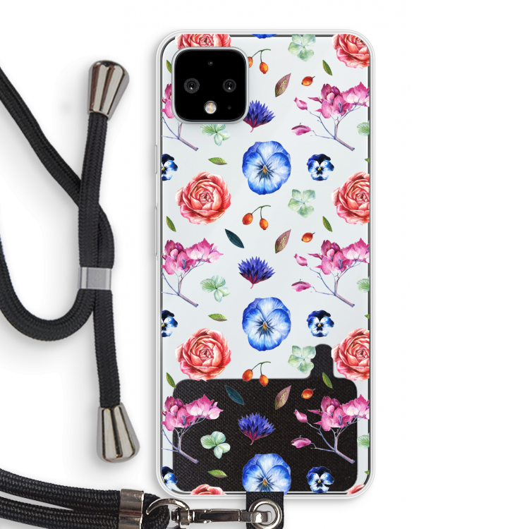 Bloemetjes: Pixel 4 XL Transparant Hoesje met koord