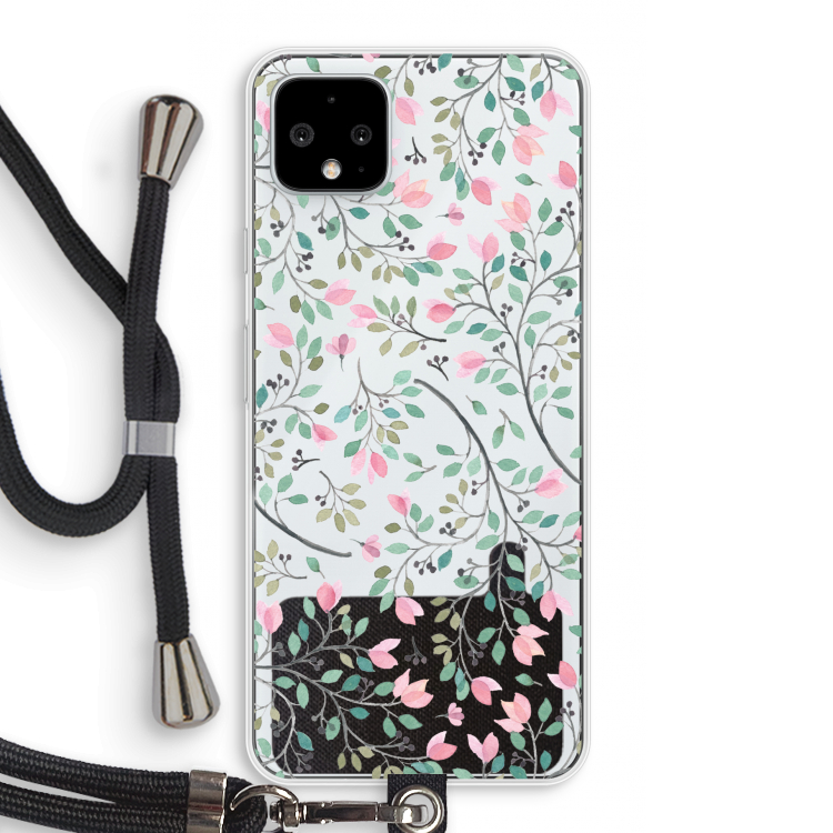 Sierlijke bloemen: Pixel 4 XL Transparant Hoesje met koord