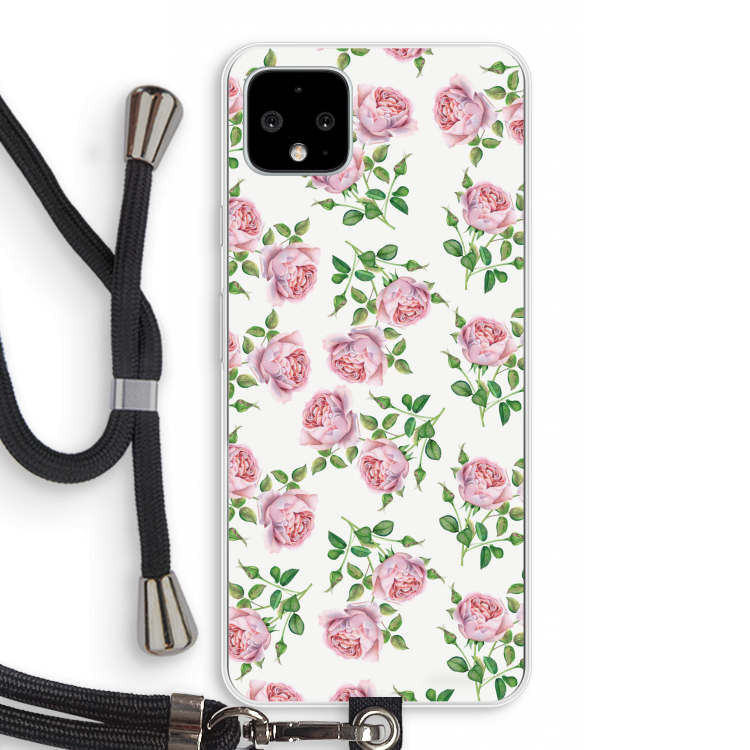Kleine roosjes: Pixel 4 XL Transparant Hoesje met koord