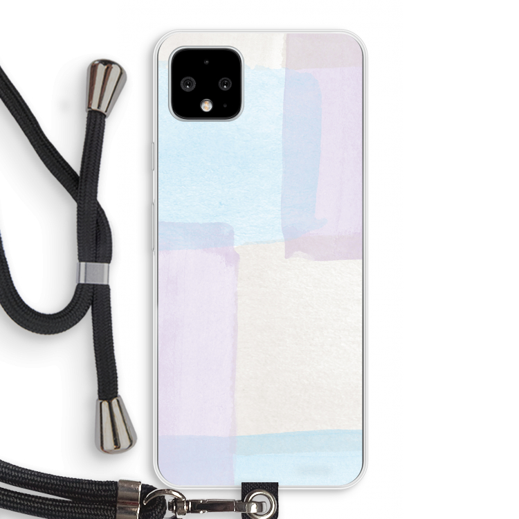 Square pastel: Pixel 4 XL Transparant Hoesje met koord