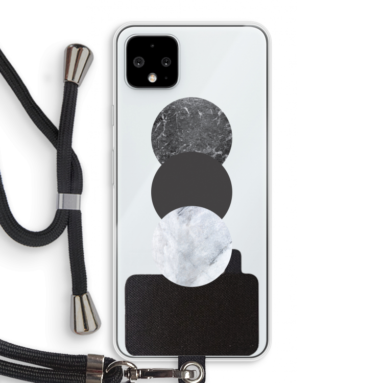 Marmeren cirkels: Pixel 4 XL Transparant Hoesje met koord