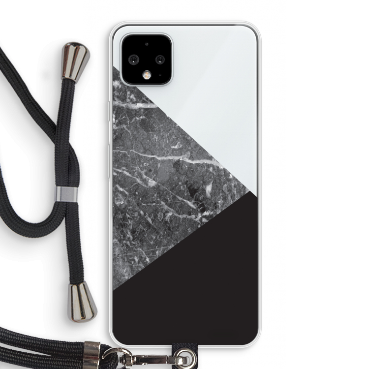 Combinatie marmer: Pixel 4 XL Transparant Hoesje met koord