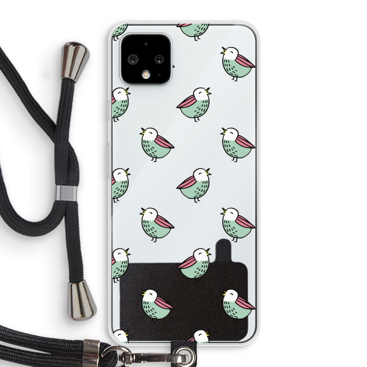 Vogeltjes: Pixel 4 XL Transparant Hoesje met koord