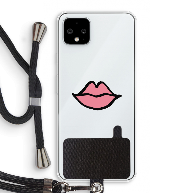 Kusje: Pixel 4 XL Transparant Hoesje met koord