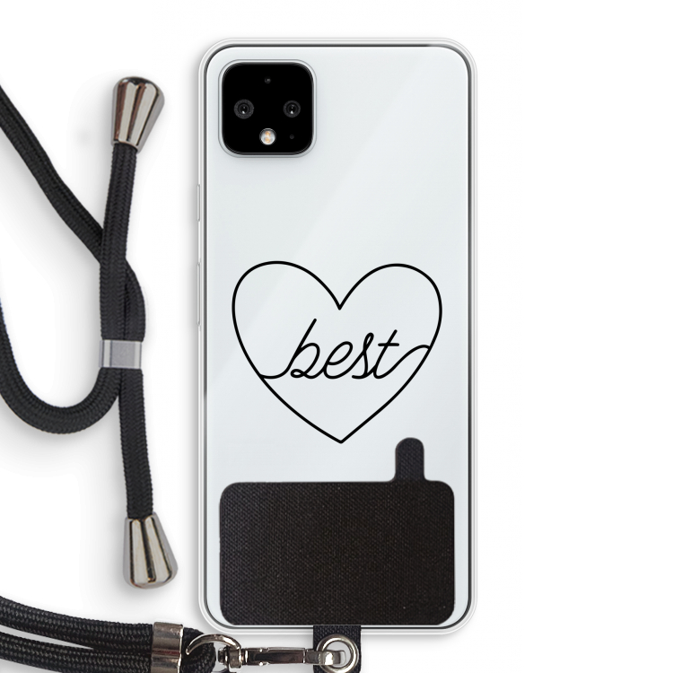 Best heart black: Pixel 4 XL Transparant Hoesje met koord
