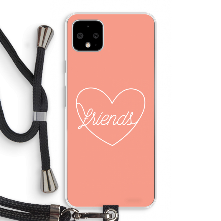 Friends heart: Pixel 4 XL Transparant Hoesje met koord