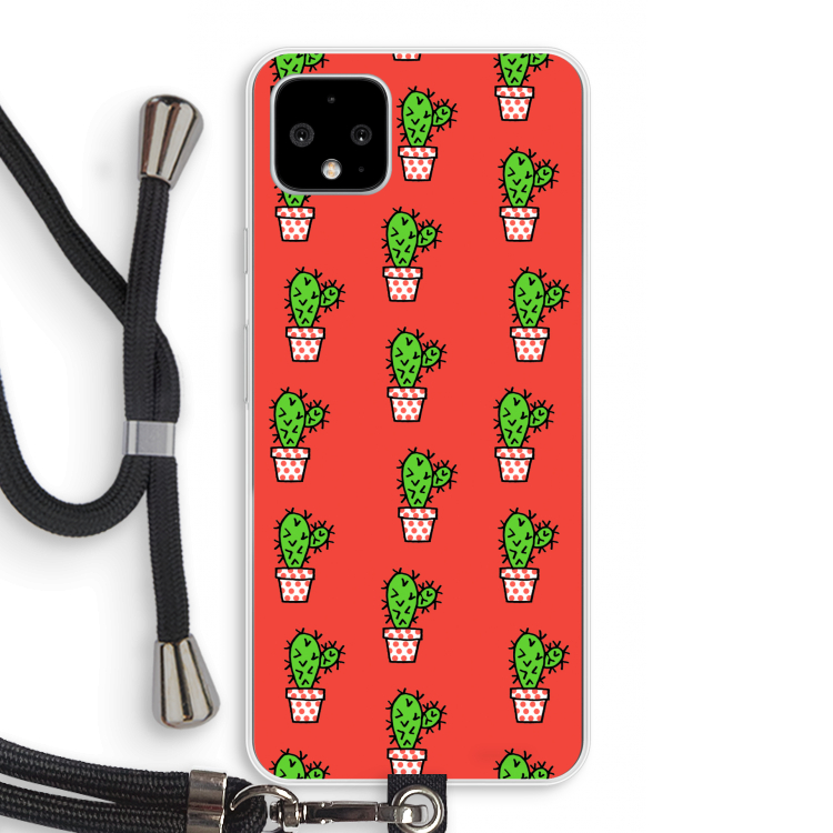 Mini cactus: Pixel 4 XL Transparant Hoesje met koord