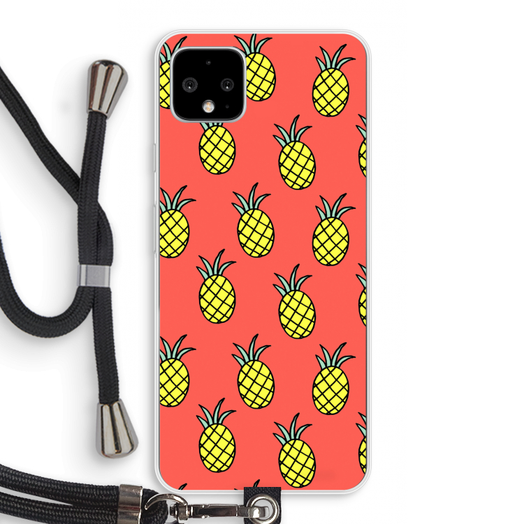 Ananas: Pixel 4 XL Transparant Hoesje met koord