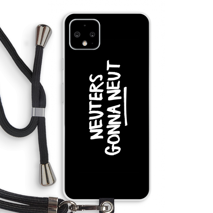 Neuters (zwart): Pixel 4 XL Transparant Hoesje met koord