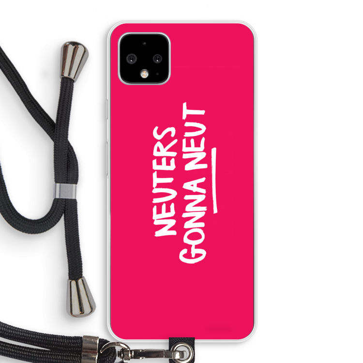 Neuters (roze): Pixel 4 XL Transparant Hoesje met koord