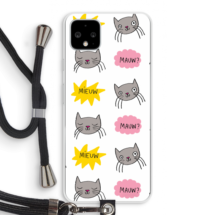 Meow: Pixel 4 XL Transparant Hoesje met koord