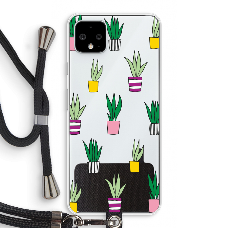 Sanseveria: Pixel 4 XL Transparant Hoesje met koord