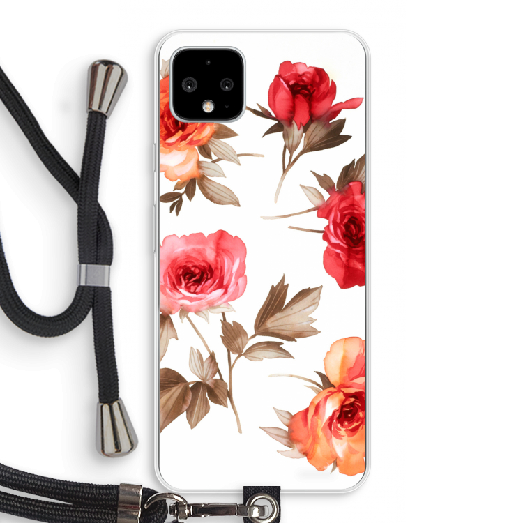 Roosjes: Pixel 4 XL Transparant Hoesje met koord