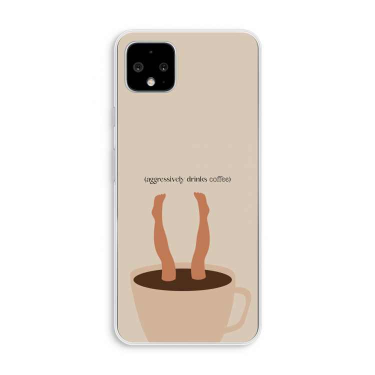 Aggressively drinks coffee: Pixel 4 XL Transparant Hoesje