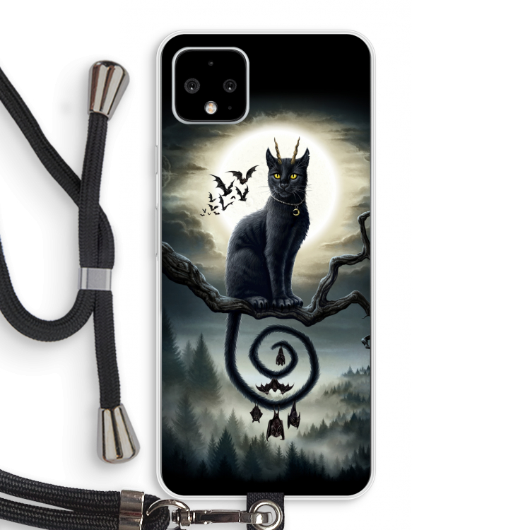 Moonlight Companions: Pixel 4 XL Transparant Hoesje met koord
