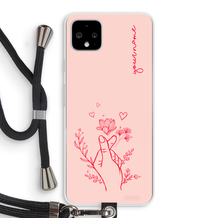 Giving Flowers: Pixel 4 XL Transparant Hoesje met koord
