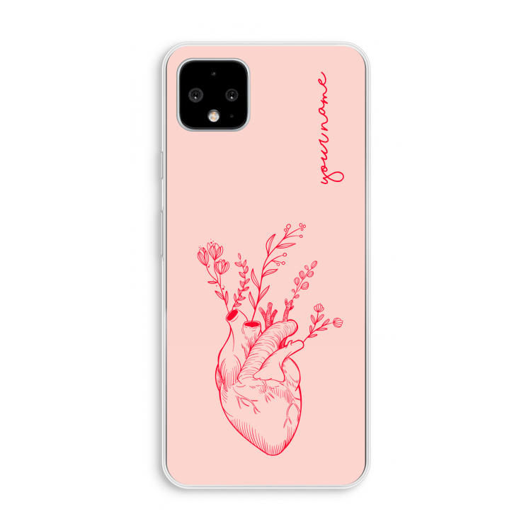 Blooming Heart: Pixel 4 XL Transparant Hoesje