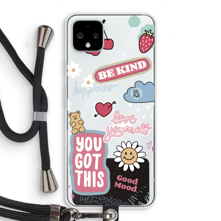 Positivity: Pixel 4 XL Transparant Hoesje met koord