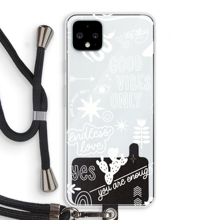 Good vibes: Pixel 4 XL Transparant Hoesje met koord