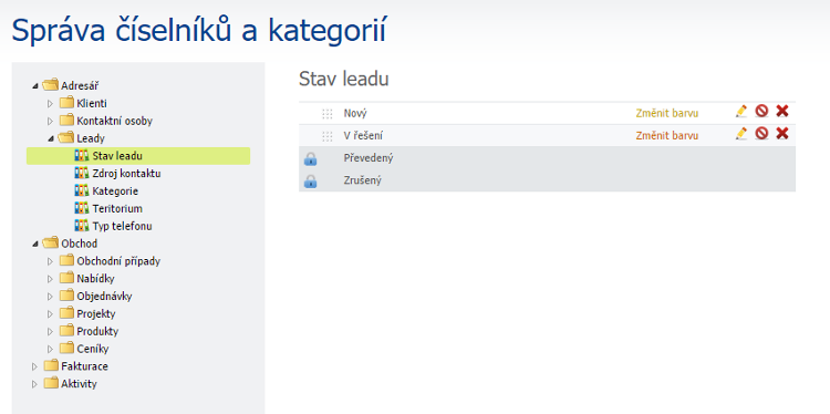 Nastavení stavu leadu Nastavení stavu leadu