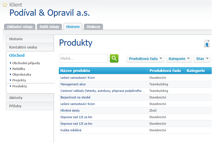 Produkty v Historii Klienta Produkty v Historii Klienta