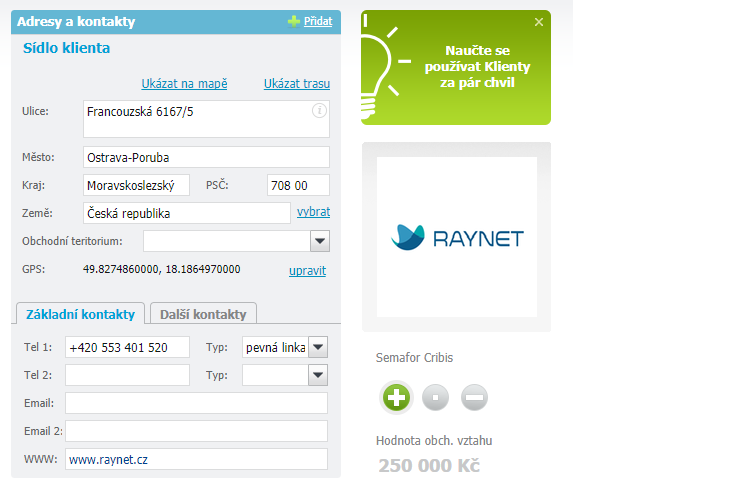 RAYNET se pokusí automaticky doplnil logo firmy nebo fotografii osoby RAYNET se pokusí automaticky doplnil logo firmy nebo fotografii osoby