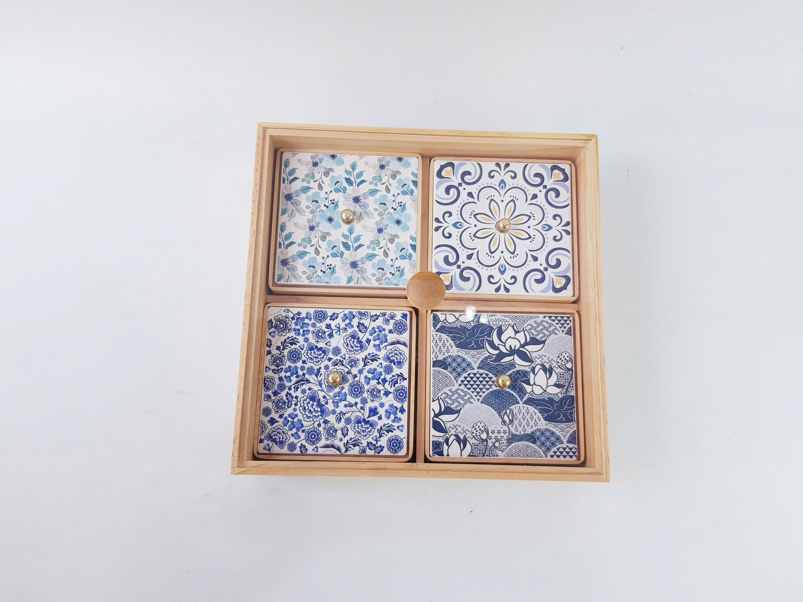 Hộp Gỗ Đựng Trà 4 Ngăn