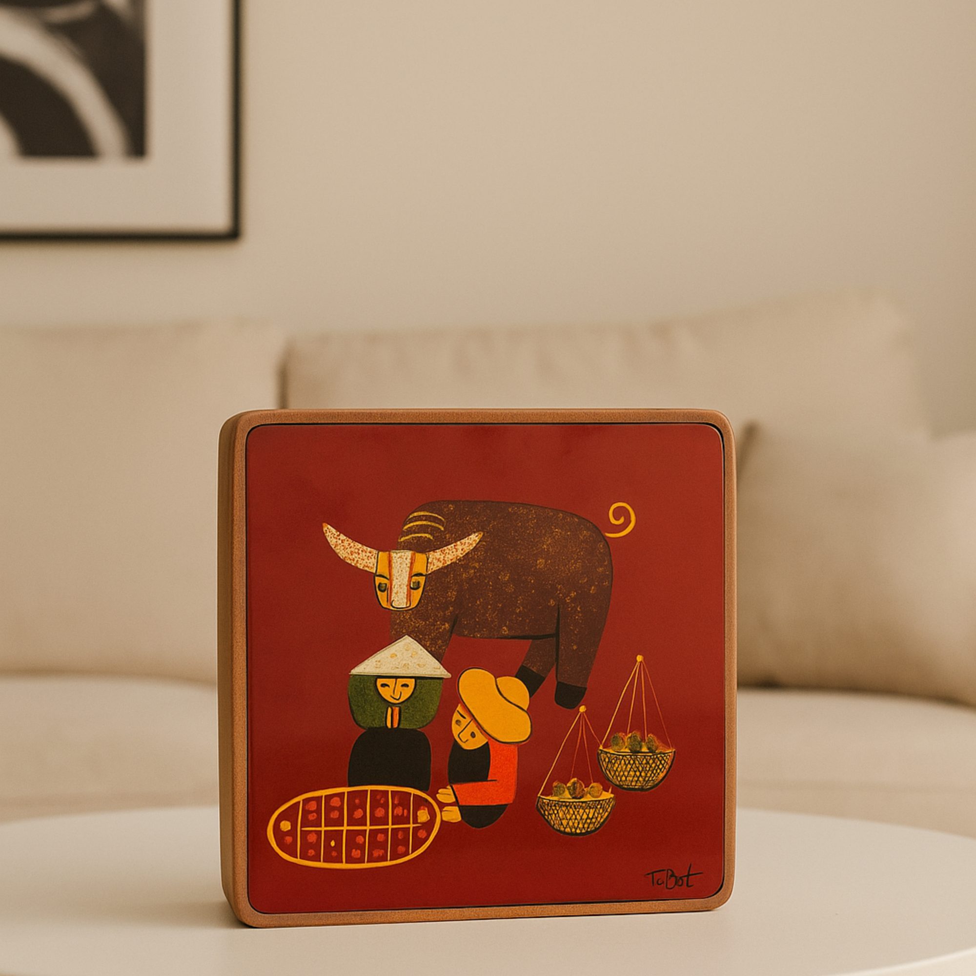 Hộp Gỗ Sơn Mài Trâu Làng