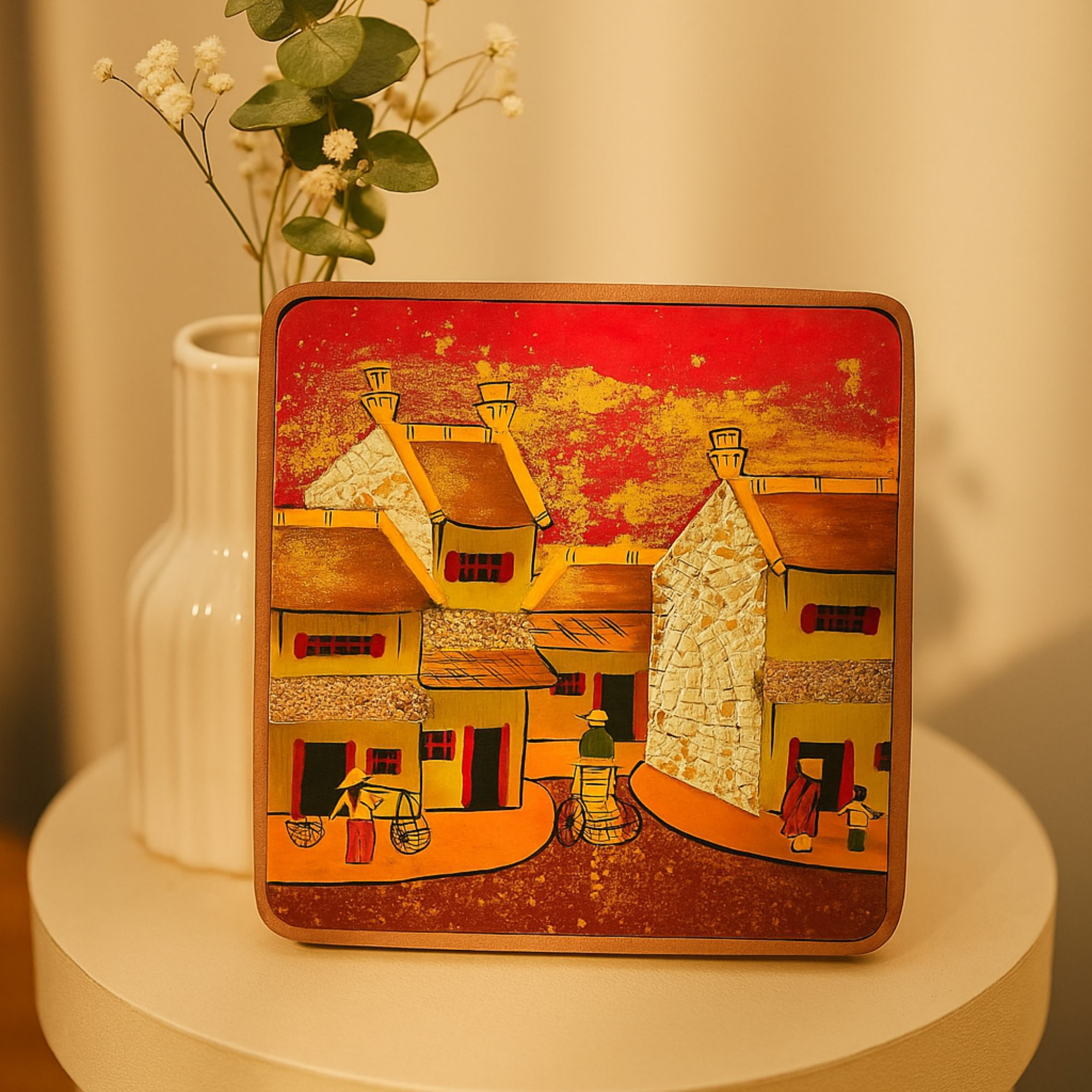 Hộp Gỗ Tranh Sơn Mài Đồng Quê