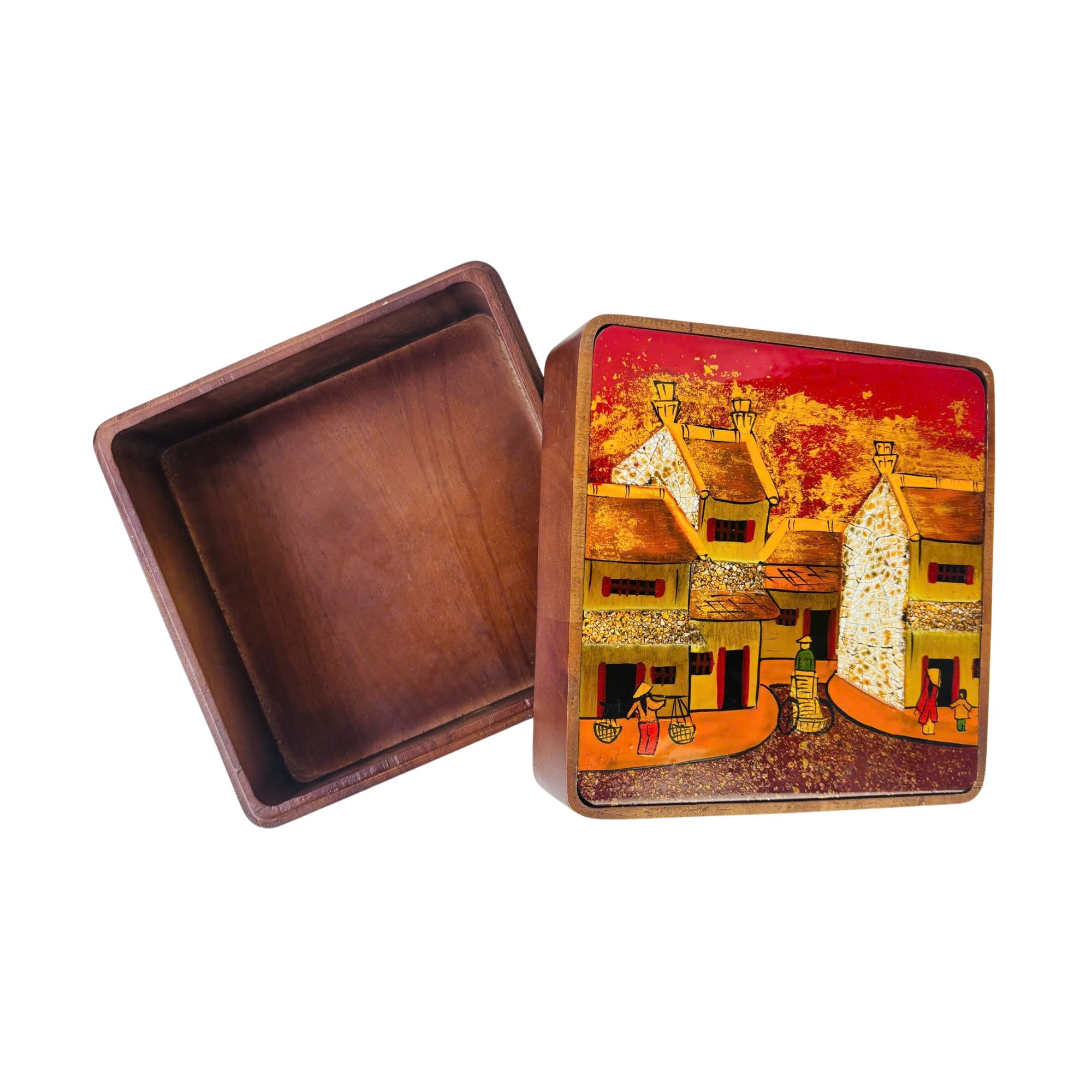 Hộp Gỗ Tranh Sơn Mài Đồng Quê - Image 4