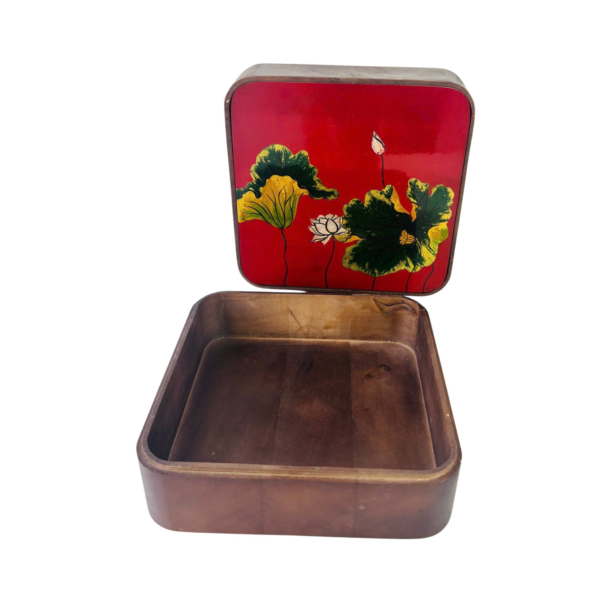 Hộp Gỗ Sơn Mài Sen Đỏ - Image 4