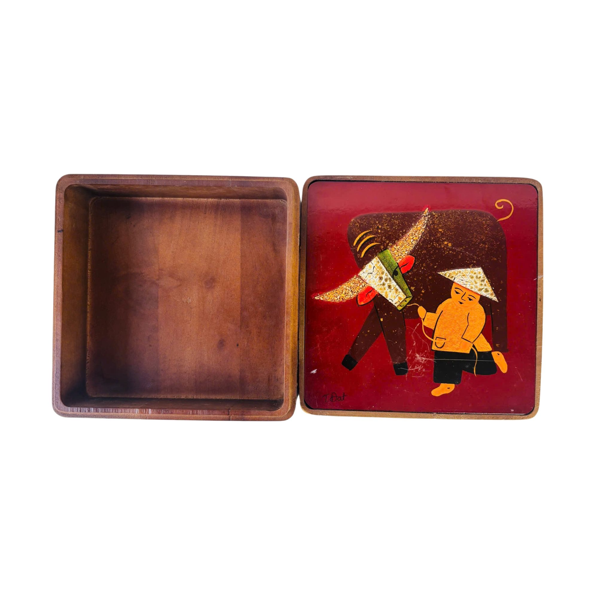 Hộp Gỗ Sơn Mài Trâu Làng - Image 4