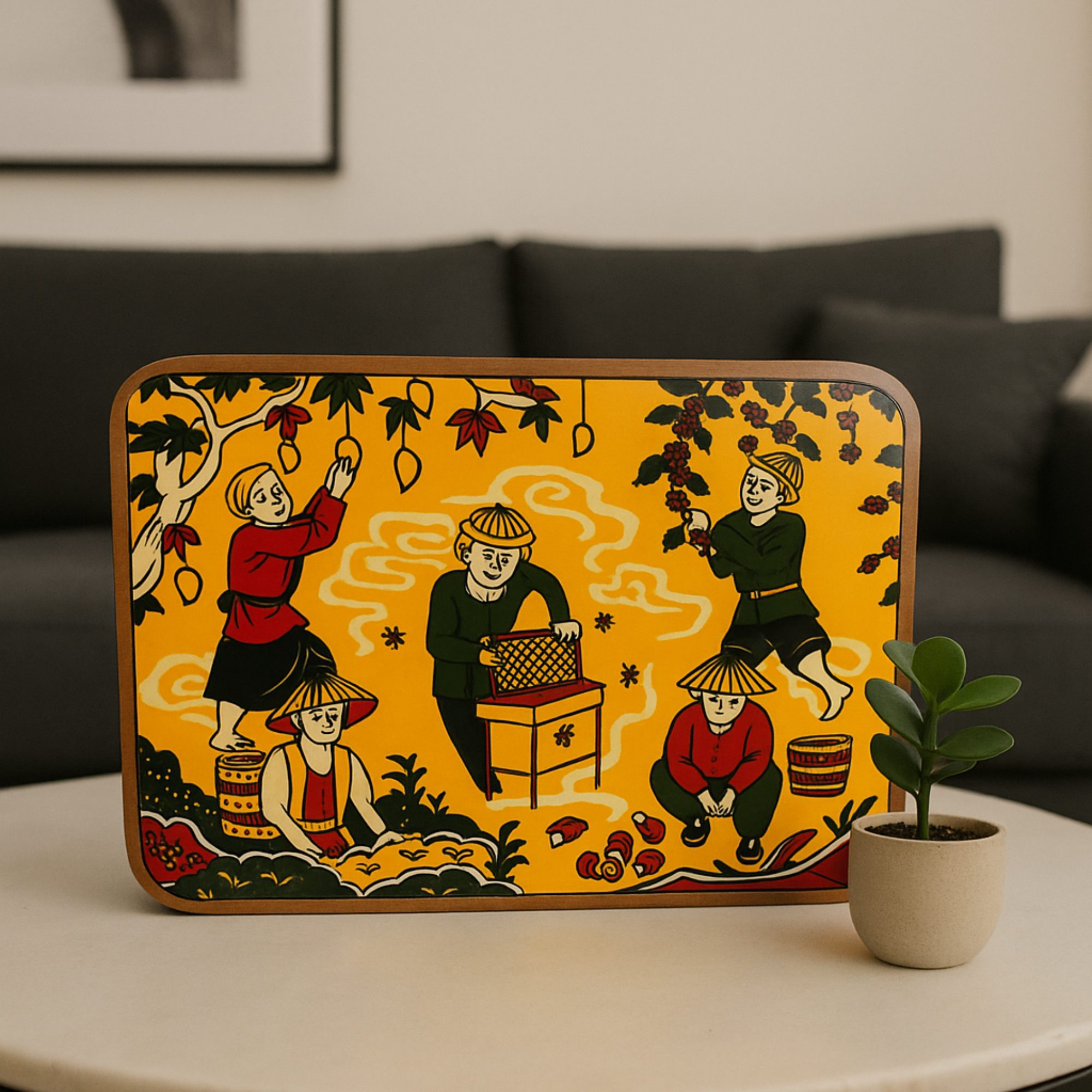 Hộp Gỗ Sơn Mài Mùa Vụ