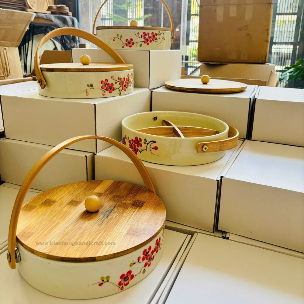 Hộp Mứt Tết Sứ Tre Cao Cấp