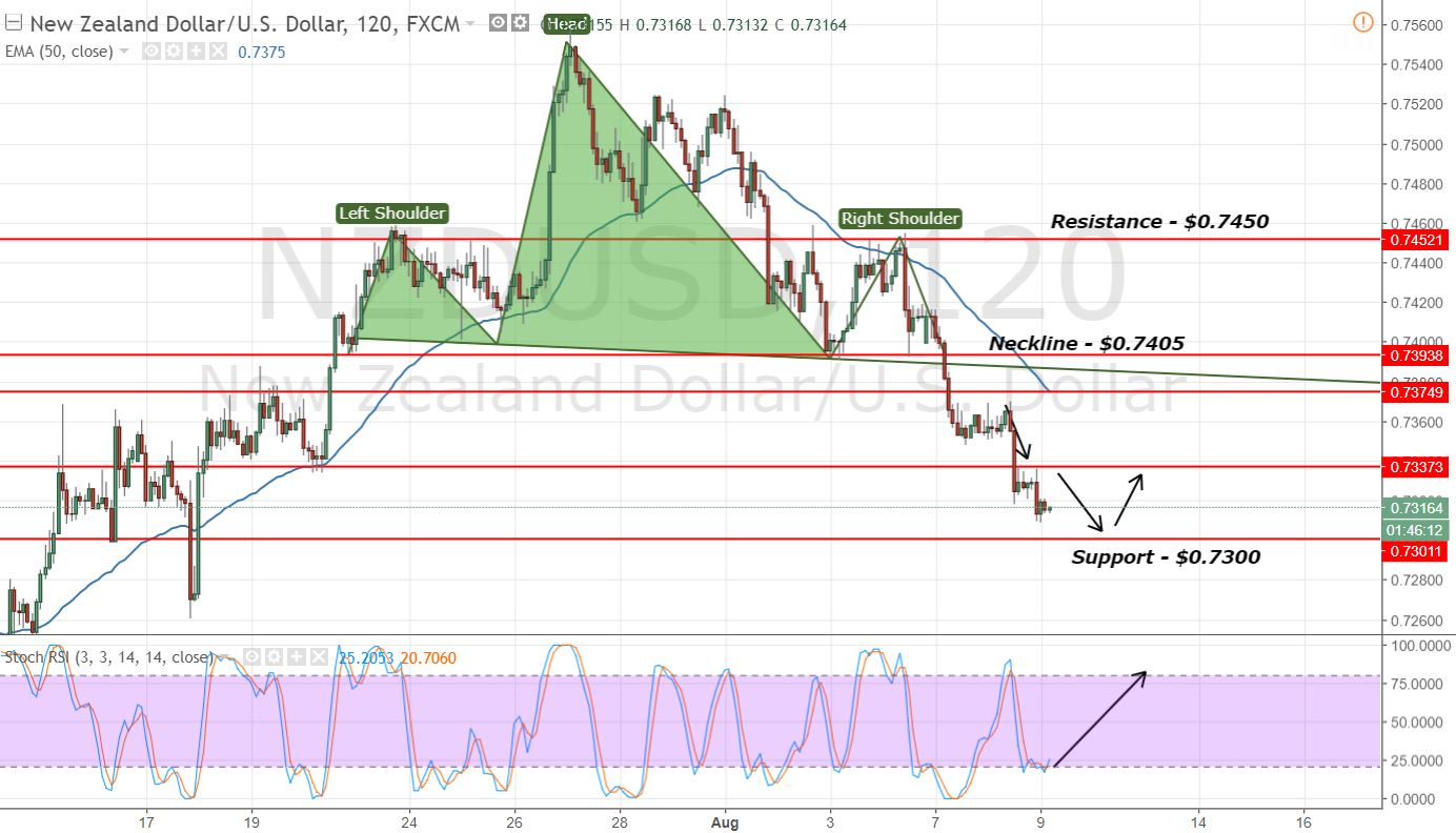 NZDUSD - 2 Hours Chart - Horizontal Support 