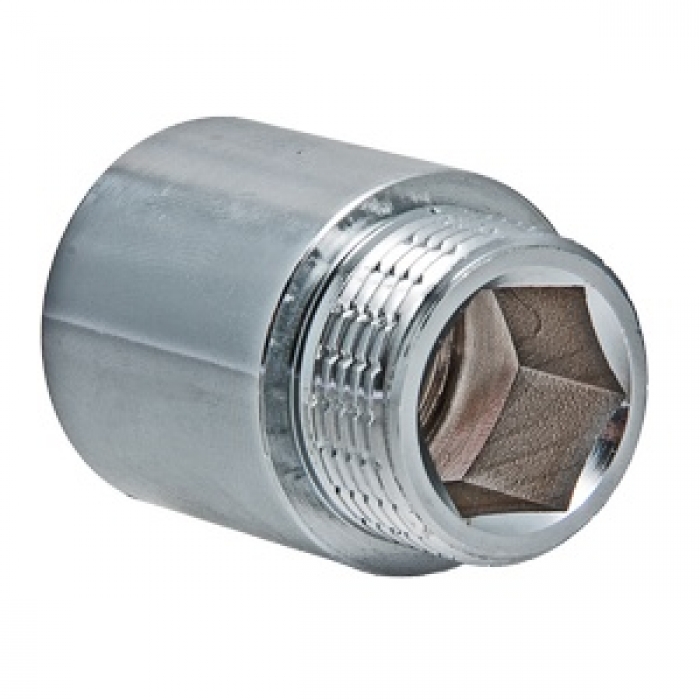 Удлинитель VALTEC латунный, под шестигранный ключ, хром, ВР- НР, DN 3/4", 30 мм