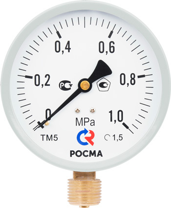 ТМ-510 М2, G1/2, диапазон 0...0,25 МПа, кл. т. 1,5, радиальный, РОСМА