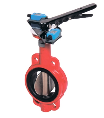 Затвор дисковый 017W (красный) с рукояткой DN 50 Dendor