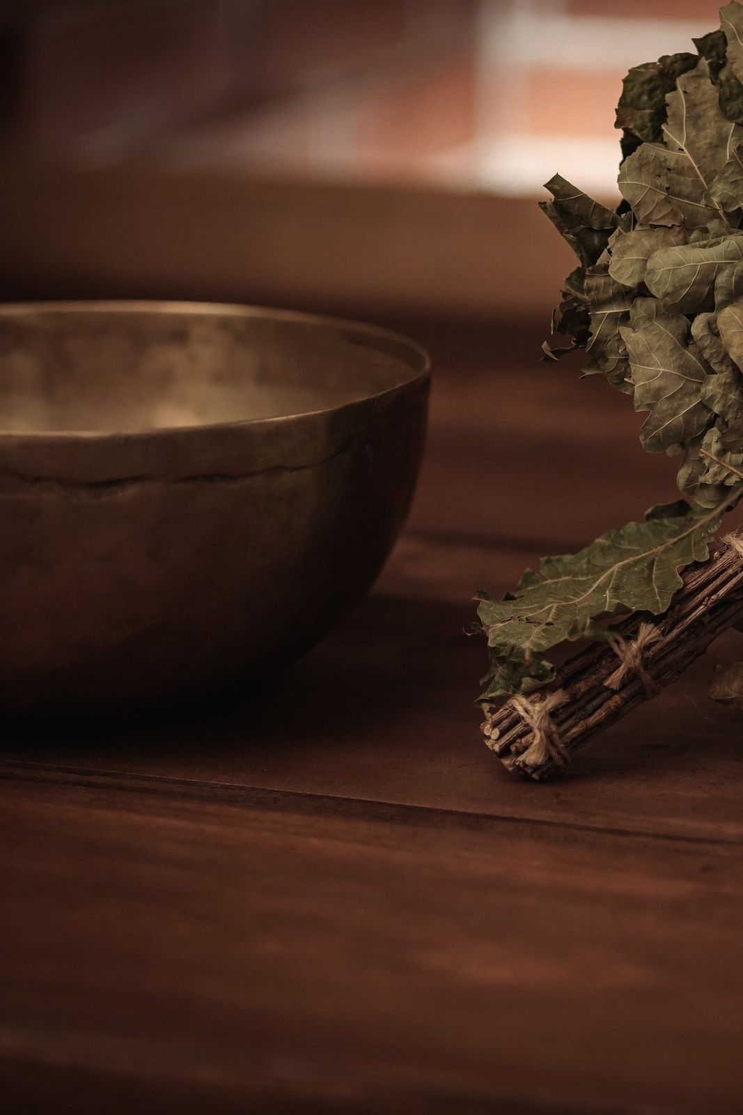 Singing bowl harmony in the outdoor sauna