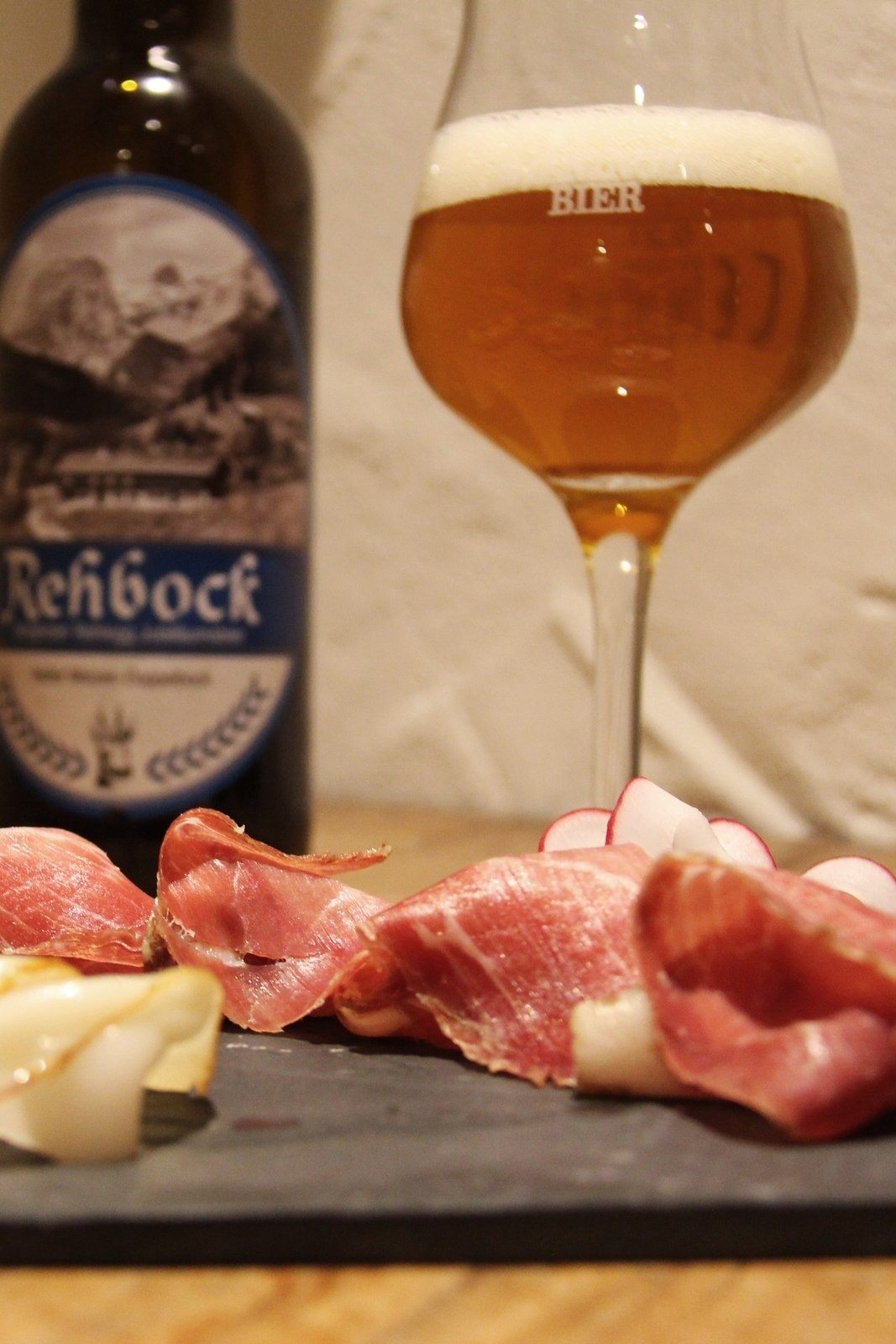 Home-smoked bacon & roebuck beer