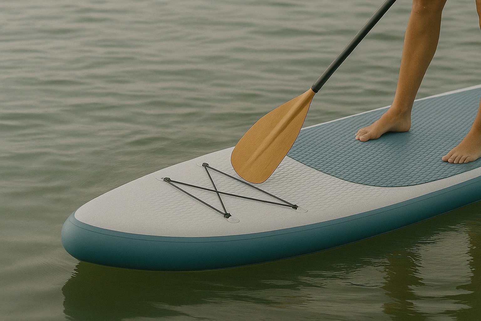 Stand-up paddling on a mountain lake