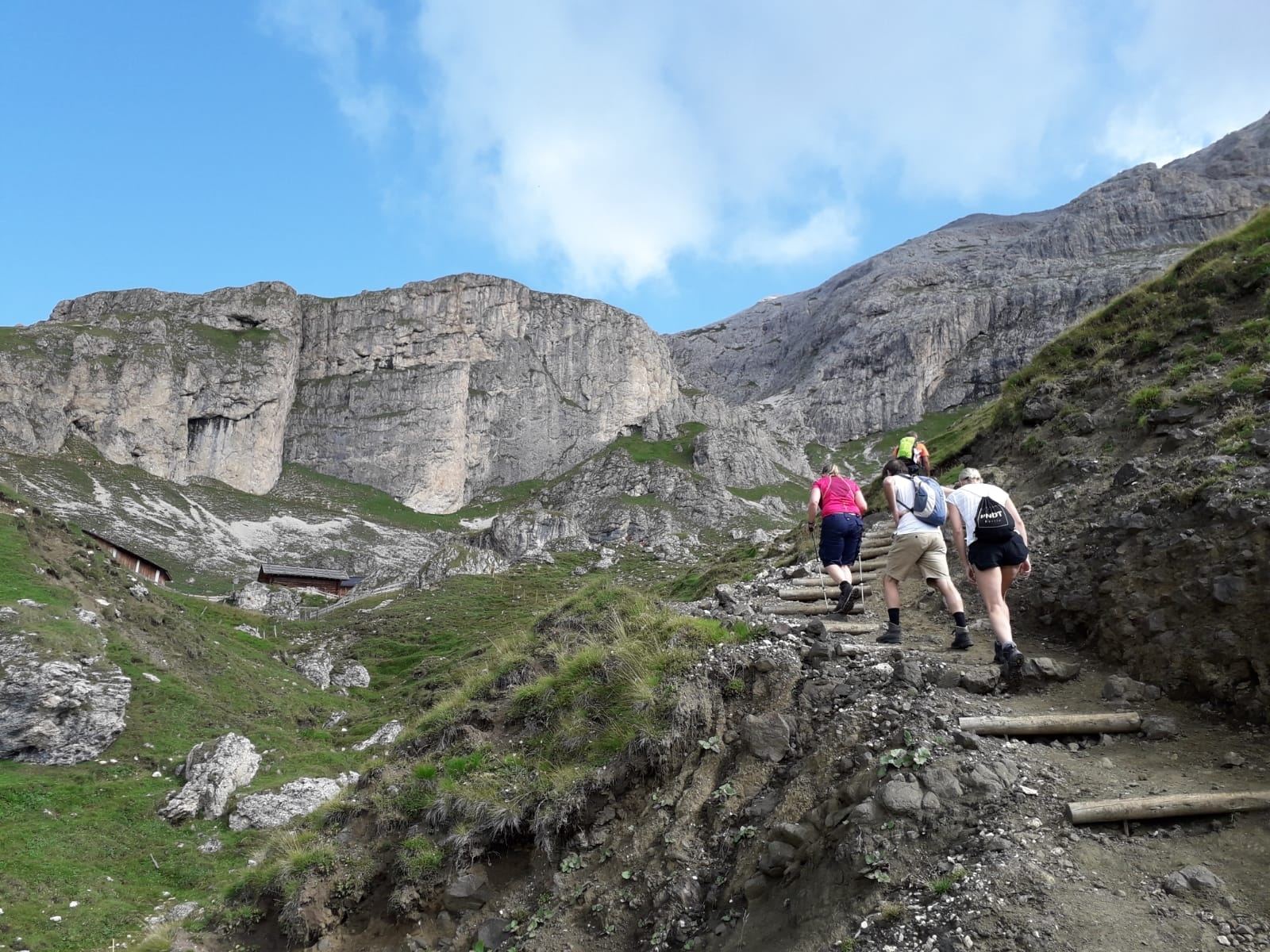 Friedrich August path at the foot of the Sassolungo group 