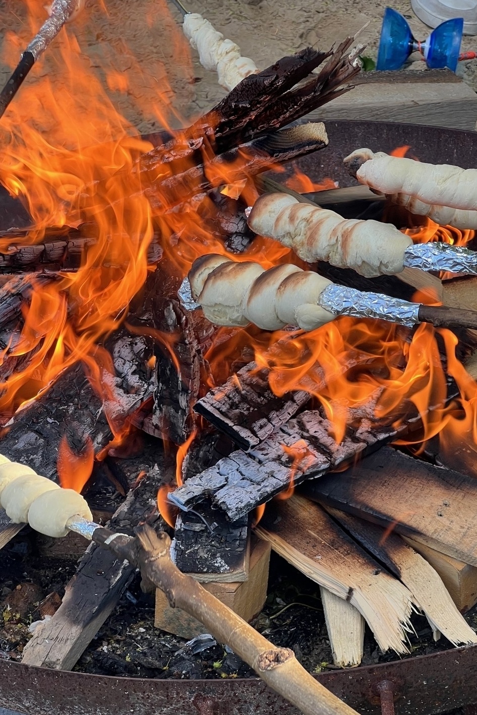 Stick bread at the campfire