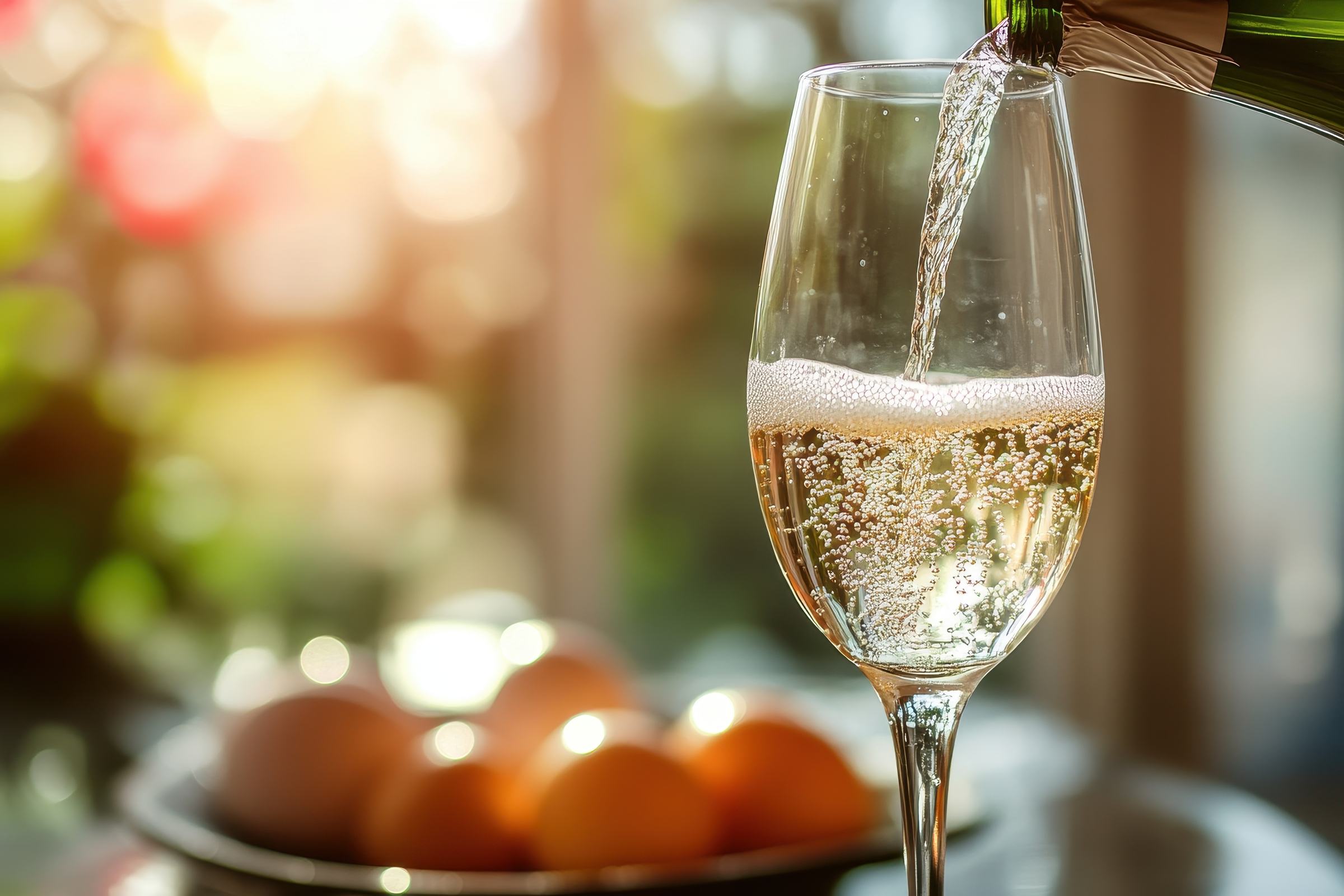 Breakfast buffet with Prosecco and salmon