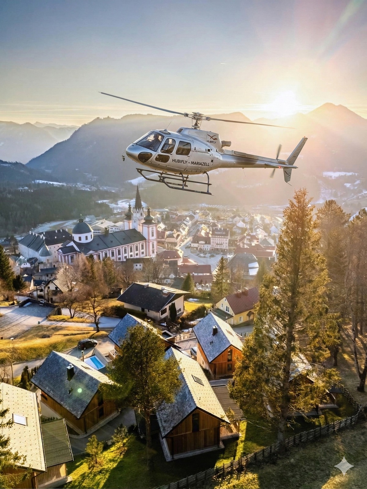 Helicopter sightseeing flight with HUBIFLY - a bird's eye view of Mariazell