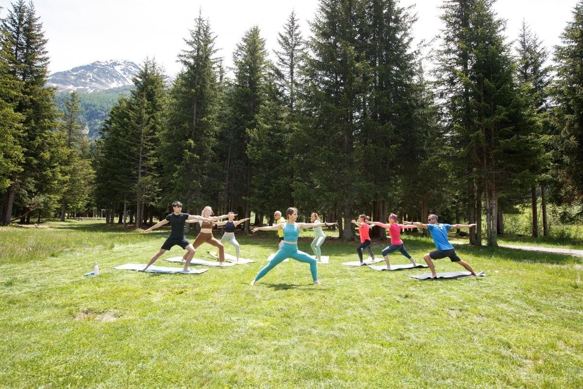 Pilates class in the park