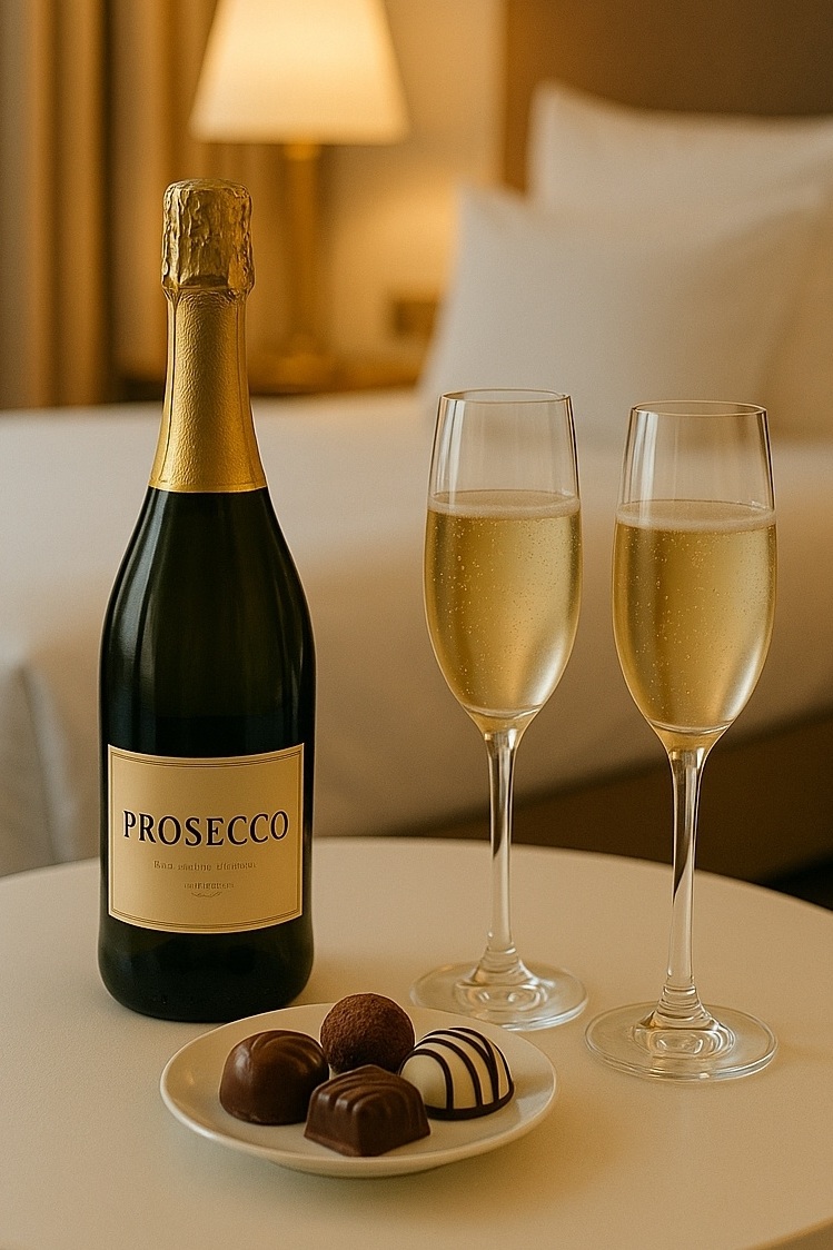 Here's to us! Enjoy Prosecco in your room