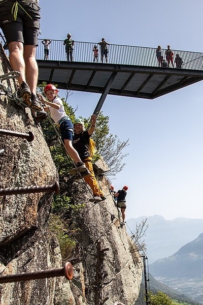 Climbing on the "Knott" via ferrata